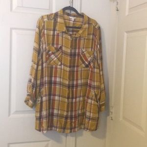 Plaid button up tunic